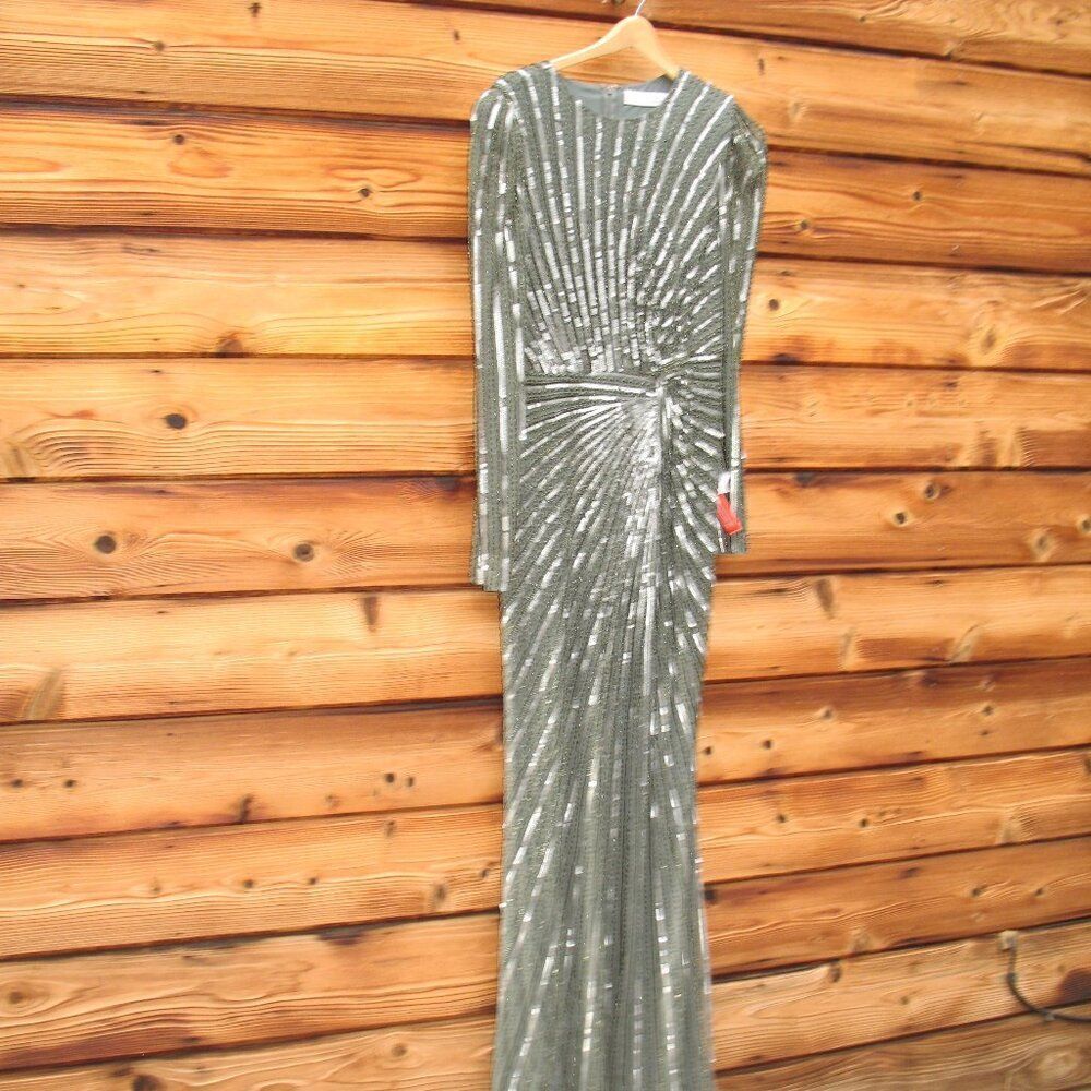 MAC DUGGAL 5641 Embellished Puff Sleeve Side Knot Gown Dress FLAW - Picture 6 of 15